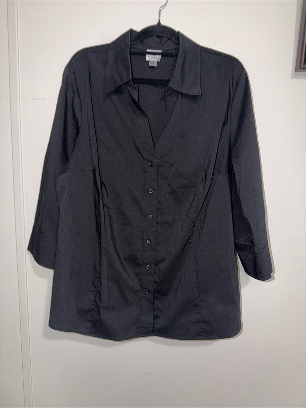 Worthington Black Button-Front Blouse